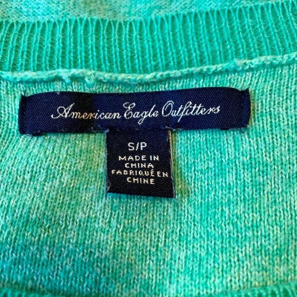 American Eagle Outfitters Green Lightweight Crewneck Sweater Small - Picture 7 of 7